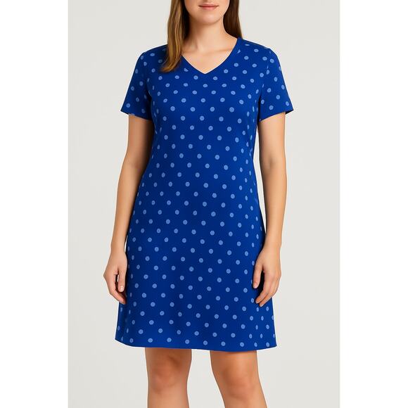 Isaac Mizrahi Live! Women's Polka Dot V-Neck Tee Shirt Dress Size Medium NWOT - Picture 1 of 7